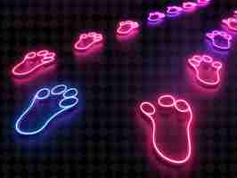 PSD a neon sign that says foot prints on it