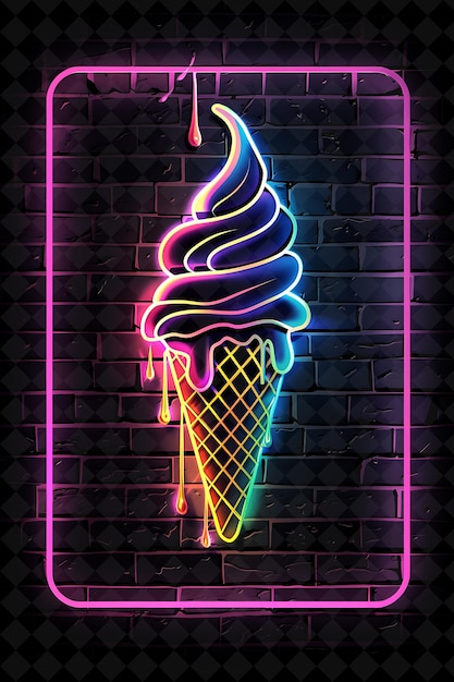 PSD a neon sign that says ice cream on it