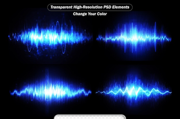 PSD onde sonore al neon sfondo musicale rotondo di una forma di un'onda