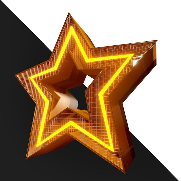 PSD neon star and metal 3d structure