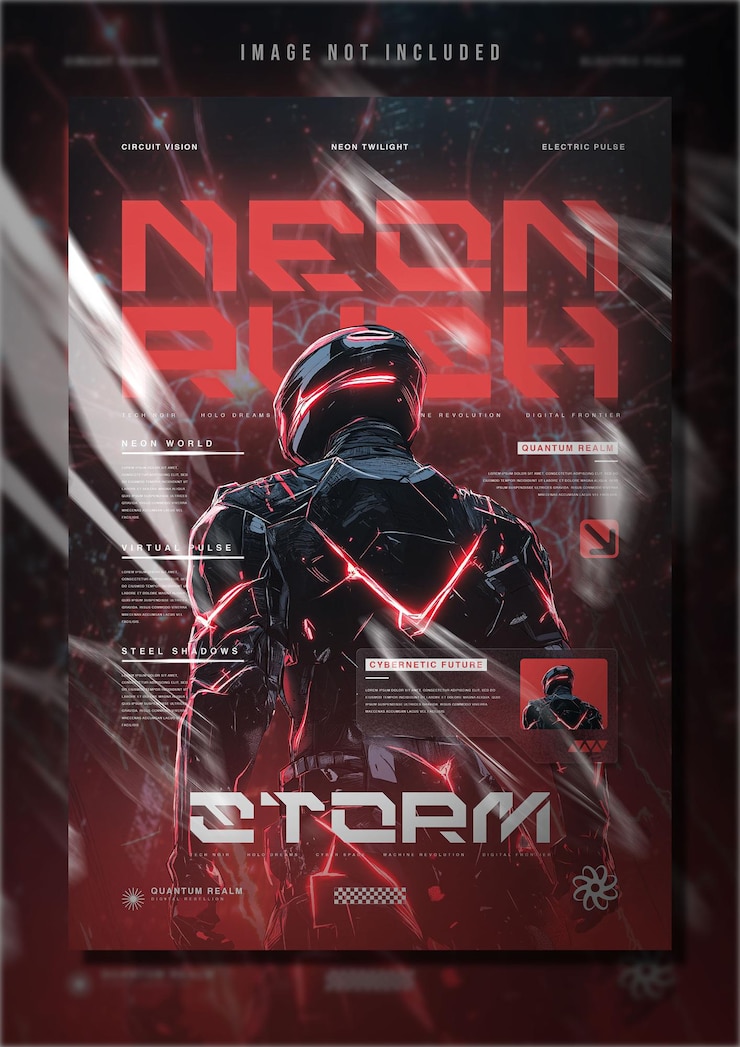 PSD neon storm futuristisch cyberpunk posterontwerp