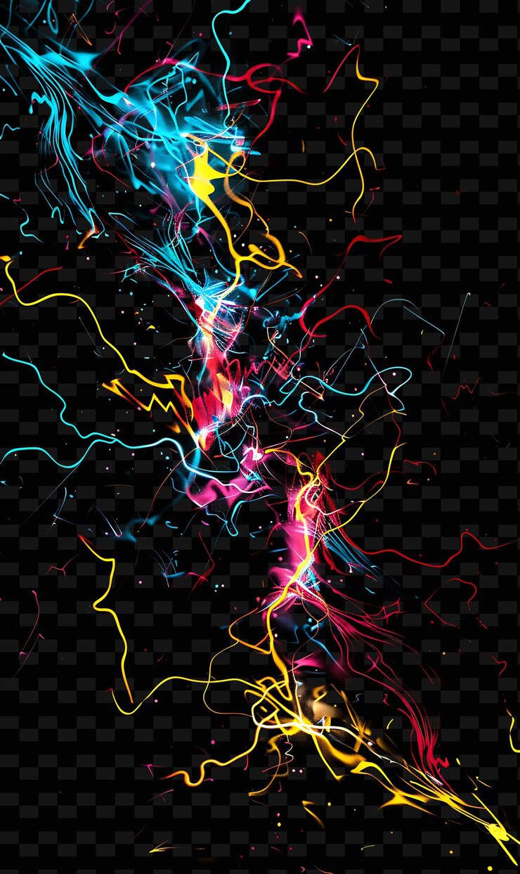 PSD neon streams with electric buzz intense vivid stimulating cy png neon light effect design