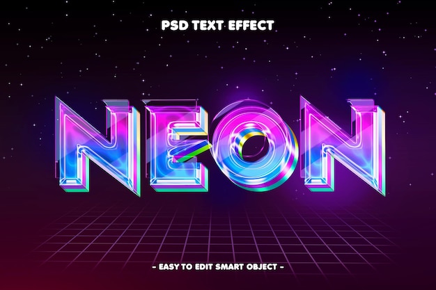 PSD neon style 3d bewerkbare tekst-effect