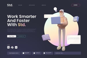 PSD neon style management company landing page