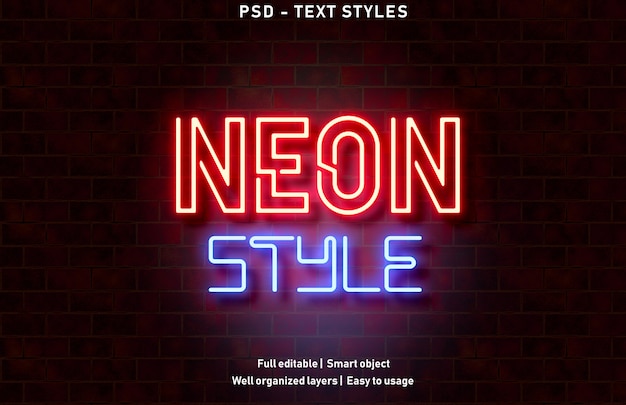 PSD neon style text effect