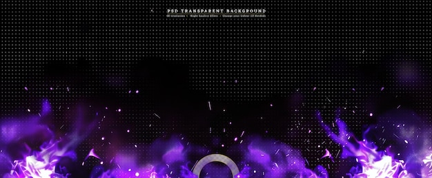 PSD neon synthwave border on a squared dark purple template on transparent background