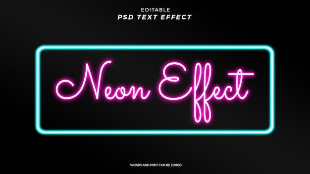 PSD design modificabile effetto testo neon