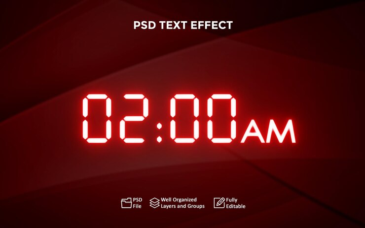 PSD neon text effect editable red