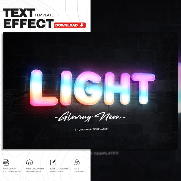 Neon Text Effect PSD Template