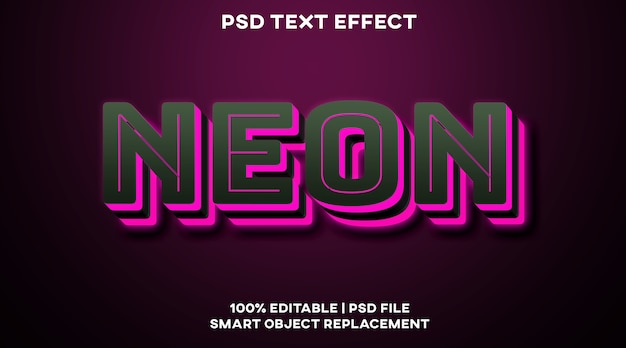 PSD modello di stile effetto testo al neon