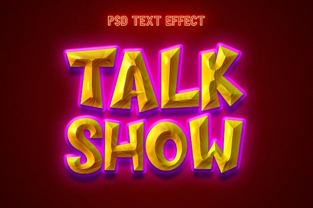 PSD effetto testo al neon talk show effetto carattere tipografico