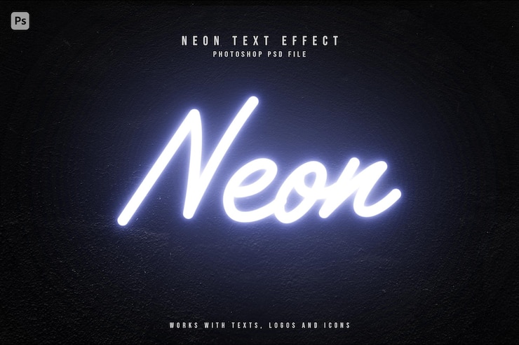 PSD neon text effect