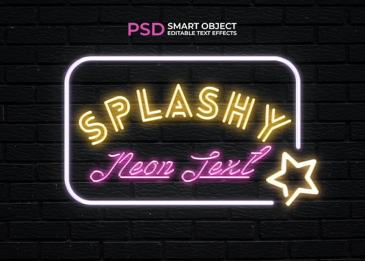 PSD 네온 텍스트 효과 3d 텍스트 효과 포토 무료 편집 및 사용 준비