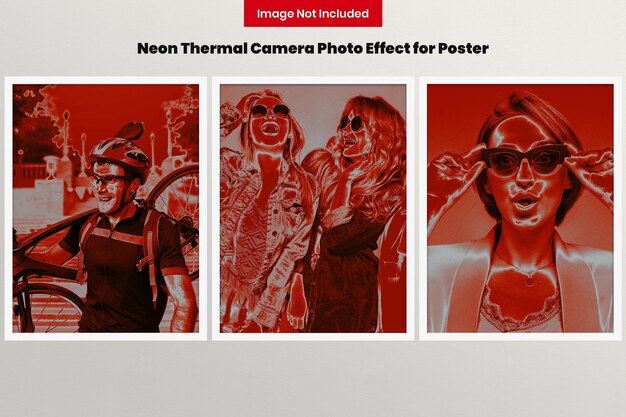 Neon thermal camera photo effect for poster