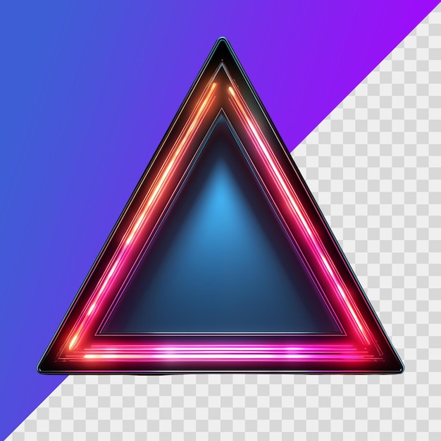 PSD neon triangle frame in red and purple pink color