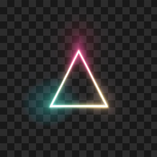 Neon Trójkąt Światło Różowe Żółte Niebieskie Krawędzie na PNG