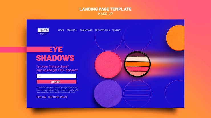 PSD neon type landing page template