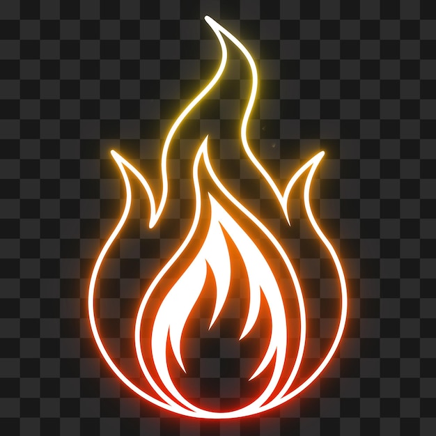 Neon vuurvlam icoon op doorzichtige achtergrond PNG