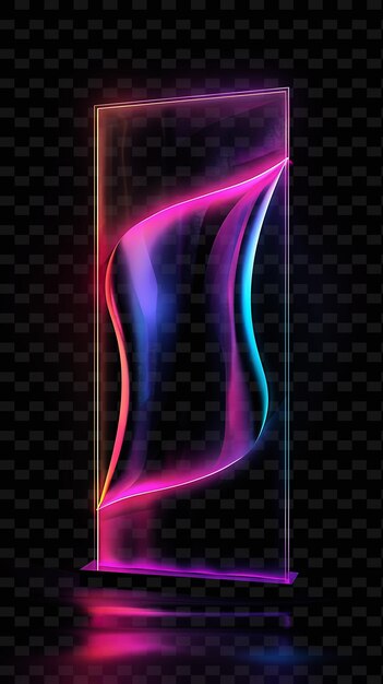 PSD neon wave signboard met een wavy board shape neon frame en een y2k shape creative signboard decor