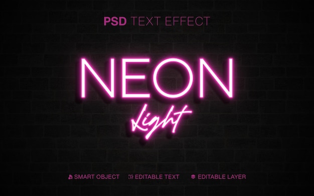 Neonlichtroze teksteffect bewerkbaar