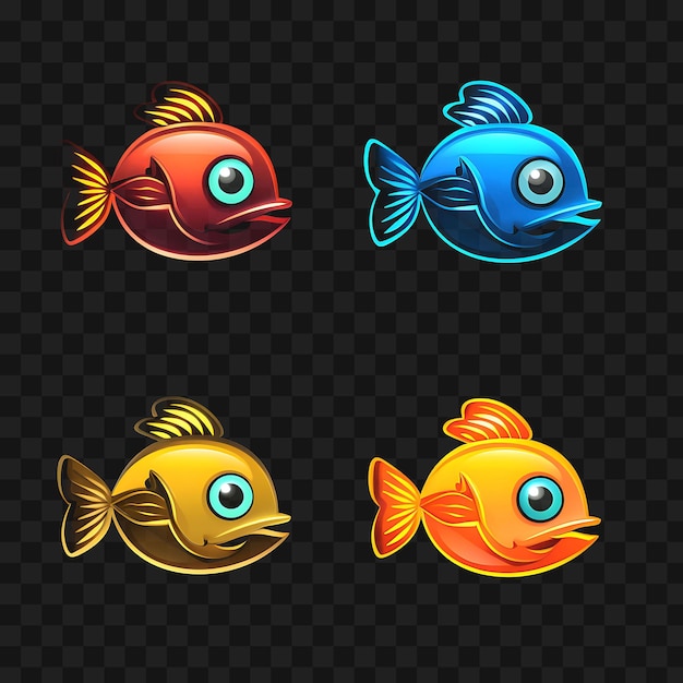 PSD neonontwerp van fish face icon emoji met speelse verrassende slaperige en hongere clipart idea tattoo