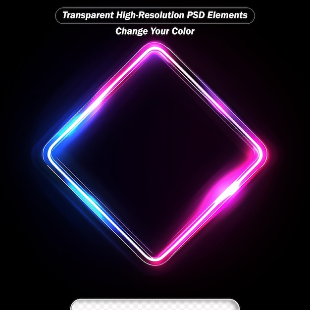 PSD neonowa ramka rombusowa lub neonowy znak światła retrowave wektor abstrakcyjny tło