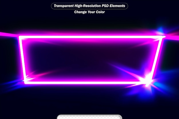 PSD neonowe prostokątne znaki poziome świetlne banery