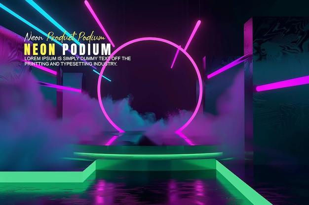 Neonscene podium podium display mockup productpresentatie met neon licht scène product dispaly