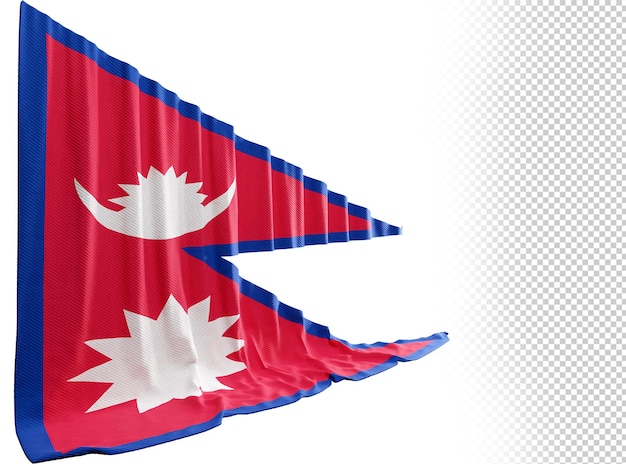 PSD nepal flag curtain in 3d rendering called flag of nepal