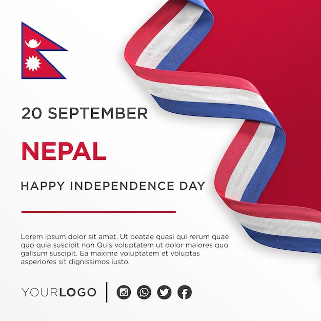 PSD nepal national independence day celebration banner national anniversary social media post template