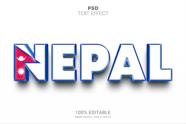 Nepal PSD bewerkbaar teksteffectontwerp