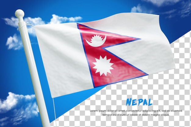 Nepal realistic flag 3d render isolated or 3d nepal waving flag illustration