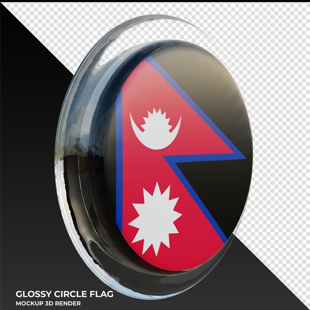 PSD nepal0003 realistyczna 3d teksturowana błyszcząca okrągła flaga