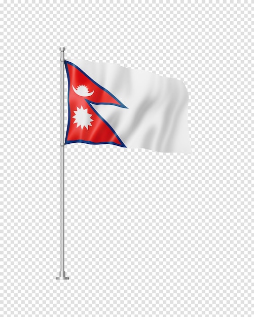 白で隔離されるネパールの旗