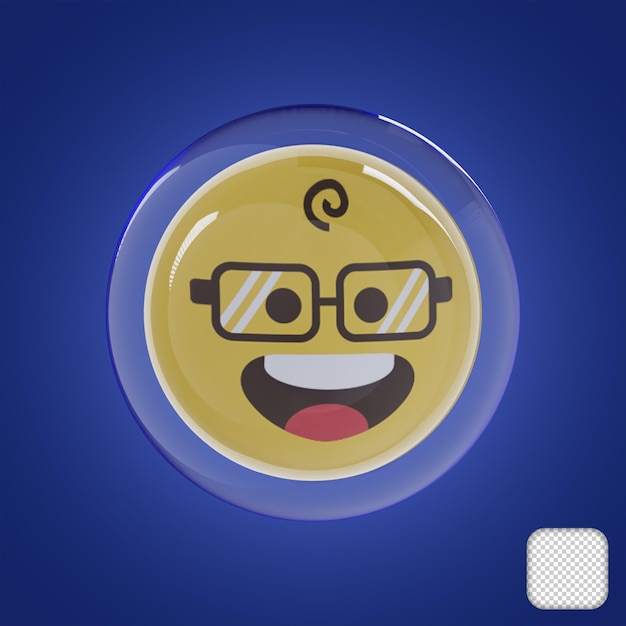 PSD nerd emoji with bubble 3d illustration