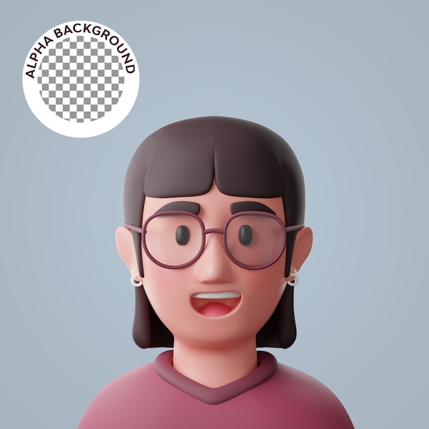 Nerd woman 3d illustration cartoon character