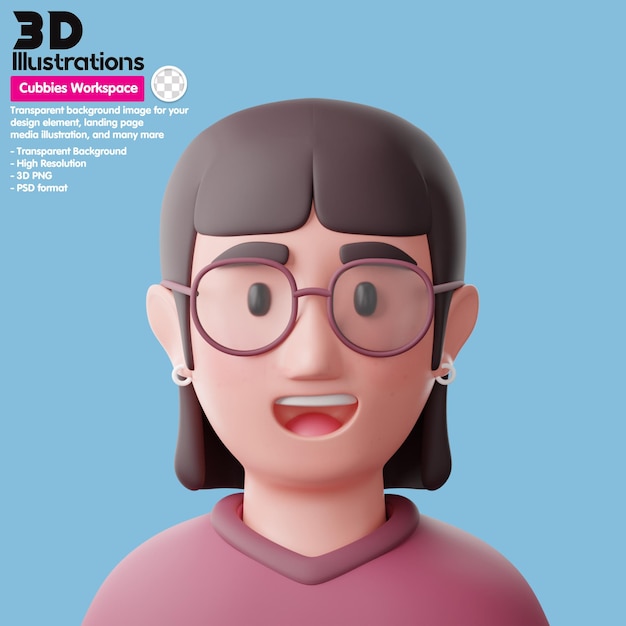 Nerd donna meta persone 3d avatar