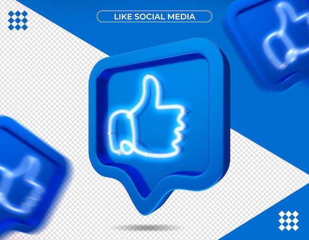 Net als facebook in 3d-rendering geïsoleerd