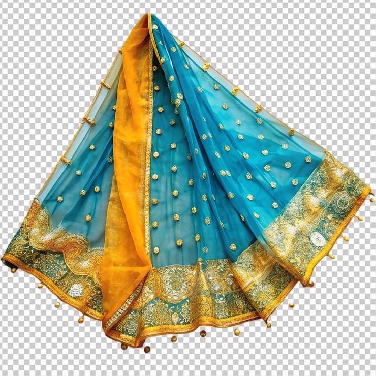 PSD net dupatta on white background