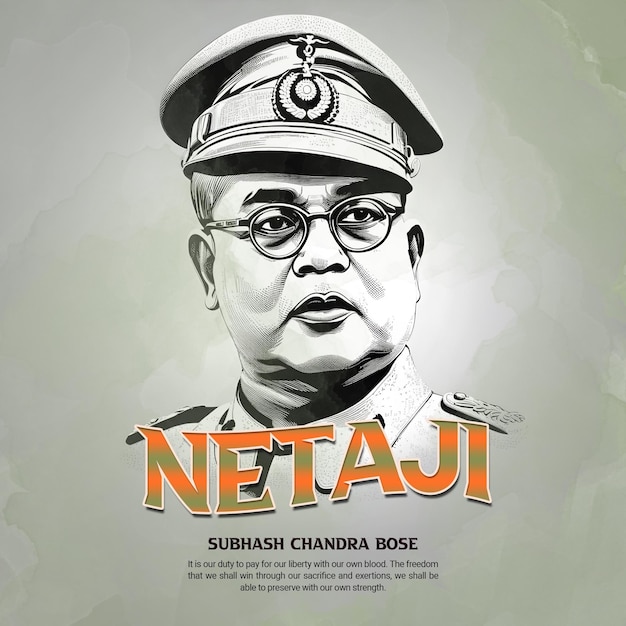 PSD netaji subhas chandra bose banner zamieszczony w mediach społecznościowych