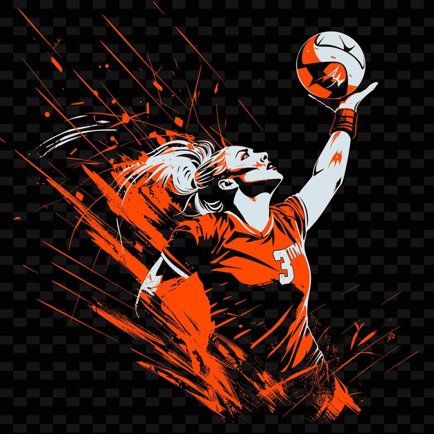 Netball player shooting ball with controlled pose with dete illustration flat 2d sport backgroundr