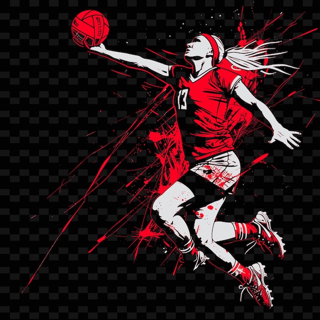 Netball player shooting ball with controlled pose with dete illustration flat 2d sport backgroundr