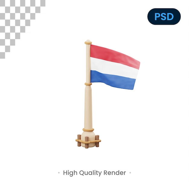 PSD icona 3d della bandiera dei paesi bassi