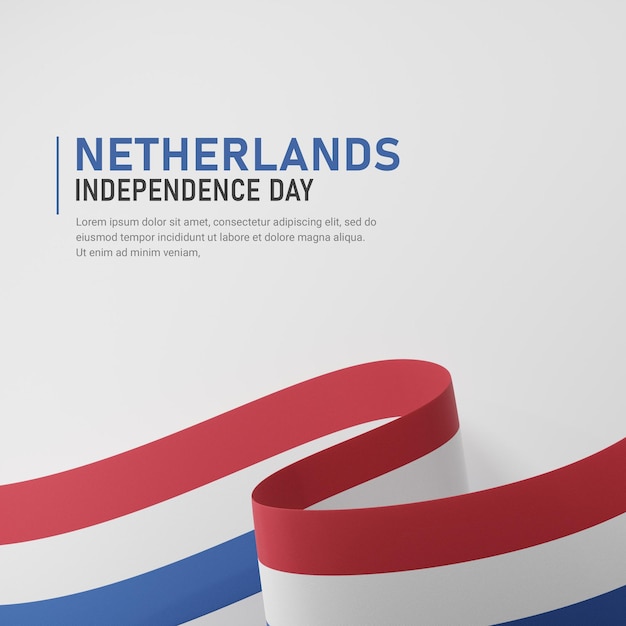 Netherland independence day waving ribbon flag square banner template