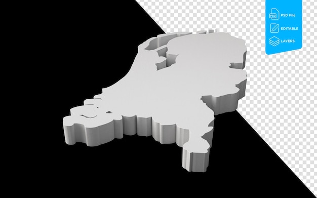 Netherlands 3D Map Geography Cartography And Topology On Black Background 3D Illustration