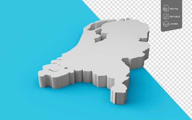 Netherlands 3D Map Geography Cartography And Topology On Sea Blue Background 3D Illustration