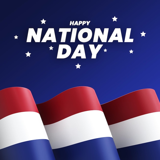 PSD netherlands flag design national independence day banner editable text and background