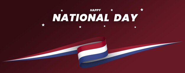 Netherlands flag element design national independence day banner ribbon psd