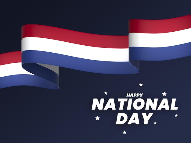 PSD netherlands flag element design national independence day banner ribbon psd