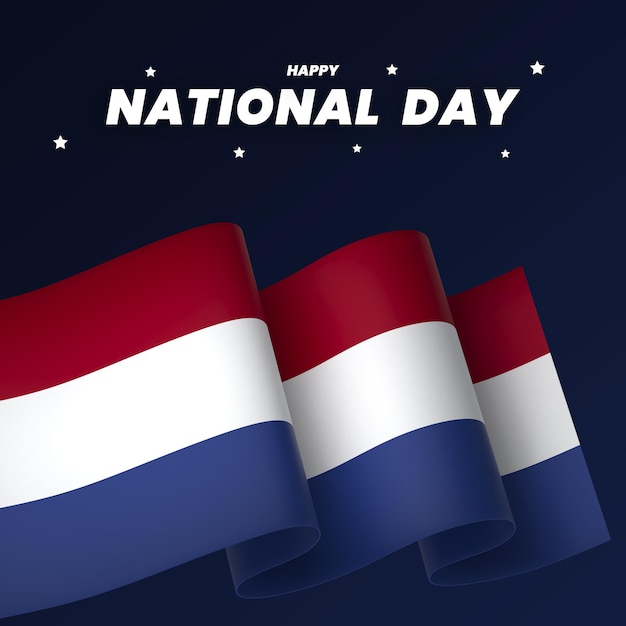 PSD netherlands flag element design national independence day banner ribbon psd